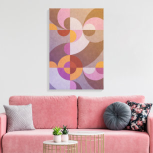 Geometrisk abstrakt retro cirklar Färgrik mönster Canvastryck