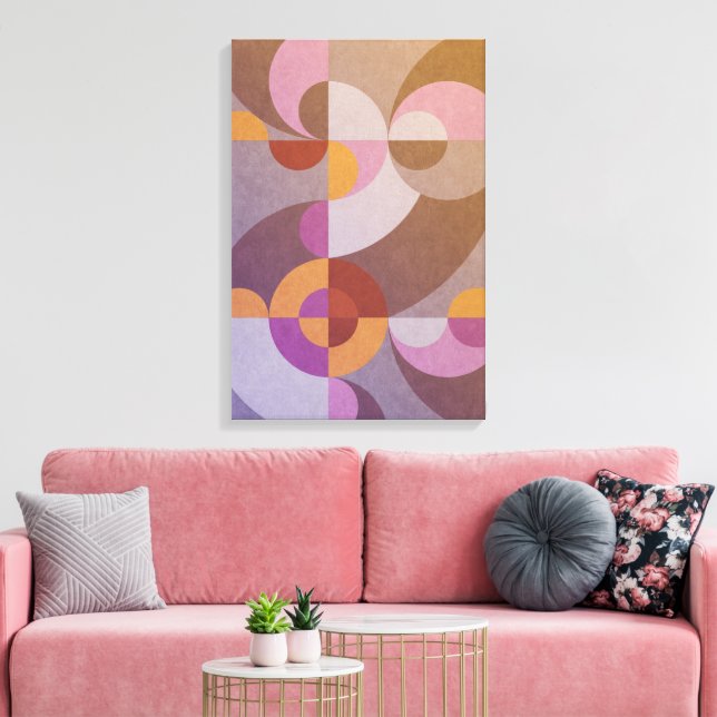 Geometrisk abstrakt retro cirklar Färgrik mönster Canvastryck (Insitu (Vardagsrum))