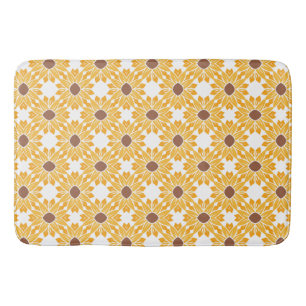Geometrisk Abstrakt Retro Solros Mönster White Badrumsmatta