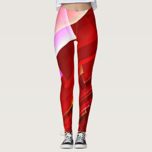 Geometrisk abstrakt röd mönster leggings