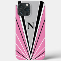 Geometrisk Abstrakt Rosa Black White Monogram Chic