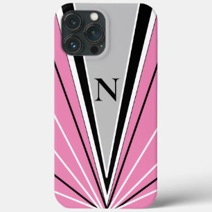 Geometrisk Abstrakt Rosa Black White Monogram Chic
