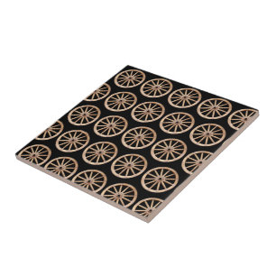 Geometrisk Abstrakt (Rustic Circle Wooden Wheel) 1 Kakelplatta