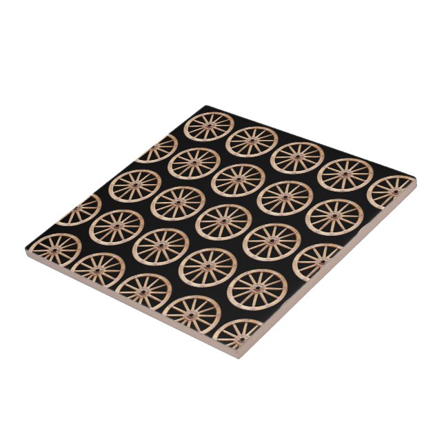 Geometrisk Abstrakt (Rustic Circle Wooden Wheel) 1 Kakelplatta (Sidan)