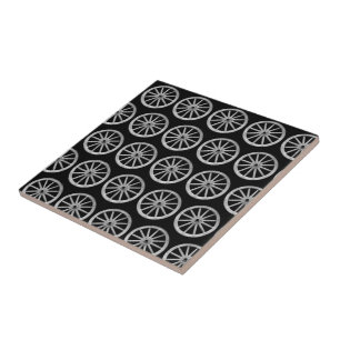 Geometrisk Abstrakt (Rustic Circle Wooden Wheel) 1 Kakelplatta