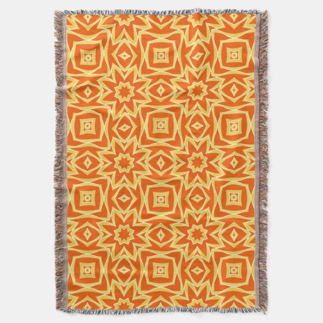 Geometrisk abstrakt Star - Orange och Guld Filt (Framsidan Vertikal)