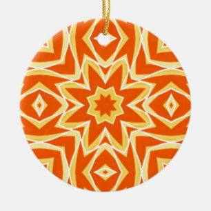 Geometrisk abstrakt Star - Orange och Guld Julgransprydnad Keramik