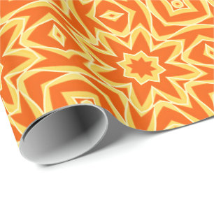 Geometrisk abstrakt Star - Orange och Guld Presentpapper