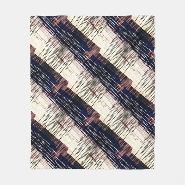 Geometrisk abstrakt strimlad fleecefilt (Framsidan)
