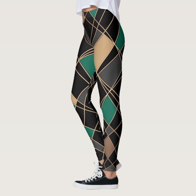 Geometrisk, abstrakt, svart leggings (Vänster)