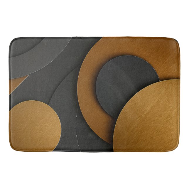 Geometrisk abstrakt utformning av lyxsvart och Gul Badrumsmatta (Framsidan)