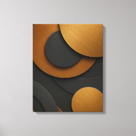 Geometrisk abstrakt utformning av lyxsvart och Gul Canvastryck