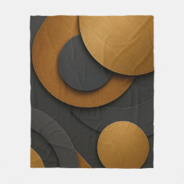 Geometrisk abstrakt utformning av lyxsvart och Gul Fleecefilt