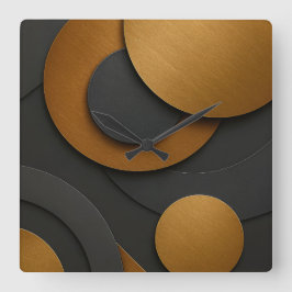 Geometrisk abstrakt utformning av lyxsvart och Gul Fyrkantig Klocka