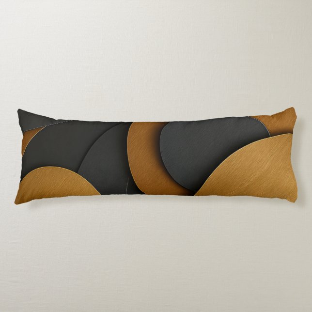 Geometrisk abstrakt utformning av lyxsvart och Gul Kroppskudde (Framsidan)