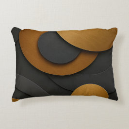 Geometrisk abstrakt utformning av lyxsvart och Gul Prydnadskudde