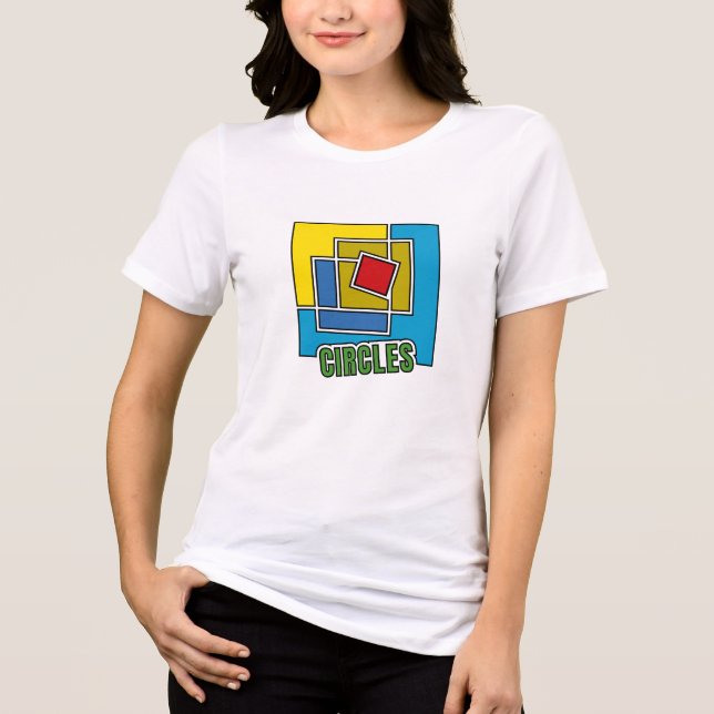 Geometrisk abstraktion gjord av färgglada rutor t shirt (Framsida)
