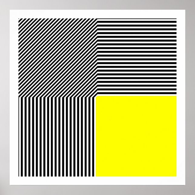Geometrisk abstraktion, gult B/W rand2 Poster (Framsidan)