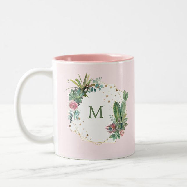  geometrisk aktualitet med monogram Två-Tonad mugg (Vänster)