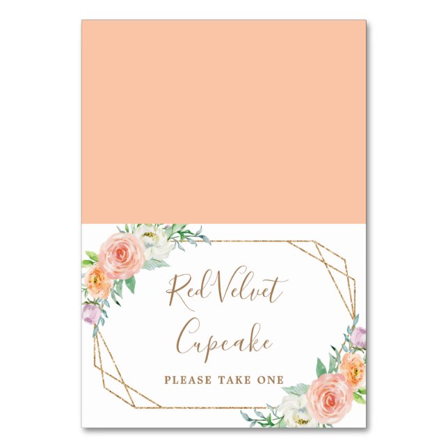 Geometrisk akvarellblomma Bröllopsmatetikett Bordsnummer (Framsidan)