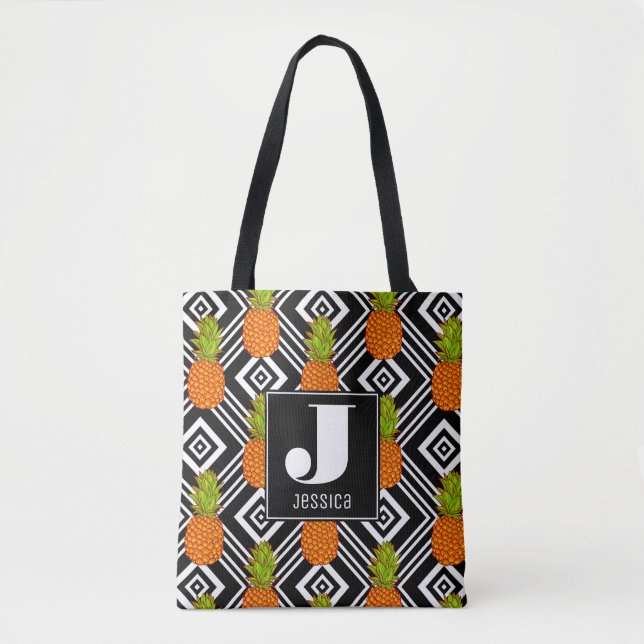 Geometrisk ananas | Monogram Tygkasse (Framsida)