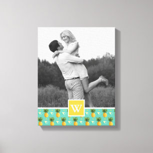 Geometrisk ananas Mönster   Foto med monogram Canvastryck