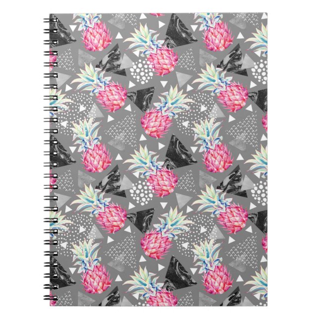 Geometrisk ananas texturerat mönster anteckningsbok med spiral (Framsidan)