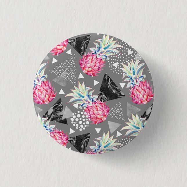 Geometrisk ananas texturerat Mönster Knapp (Framsida)
