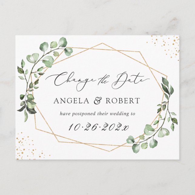 Geometrisk ändring av datum för grekiska eukalyptu vykort (Framsida)