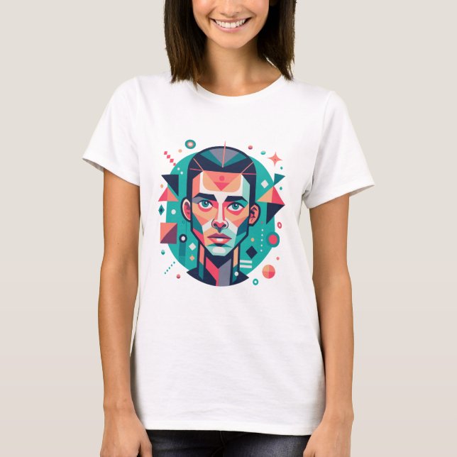 Geometrisk Ansiktsporträtt T Shirt (Framsida)
