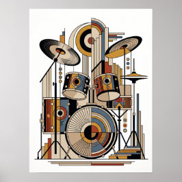 Geometrisk Art Deco Jazz-affisch Poster