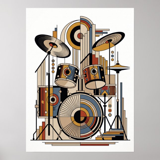 Geometrisk Art Deco Jazz-affisch Poster (Framsidan)