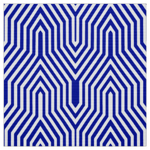 Geometrisk art déco - koboltblått och vit tyg