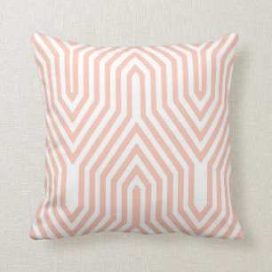 Geometrisk art déco - persikarosor och vit kudde