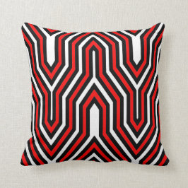 Geometrisk art déco - rött, svartvitt kudde