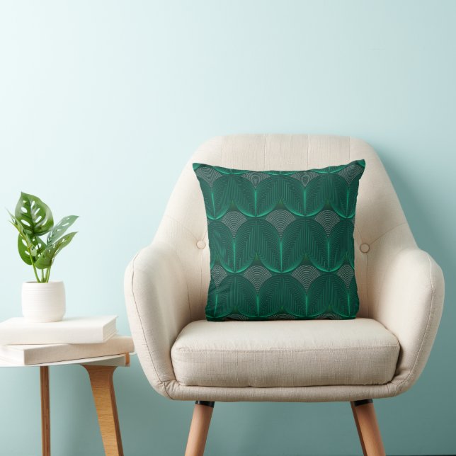 Geometrisk Art Deco smaragd blomma Kudde (Stol)
