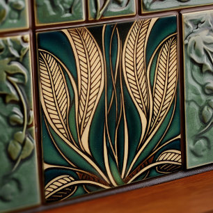 Geometrisk art nouveau-inspirerad klassisk Blommig Kakelplatta