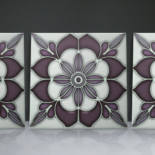 Geometrisk art nouveau-inspirerad klassisk Blommig Kakelplatta