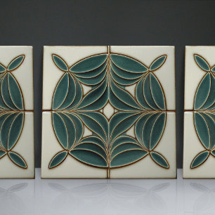 Geometrisk art nouveau-inspirerad klassisk Blommig Kakelplatta
