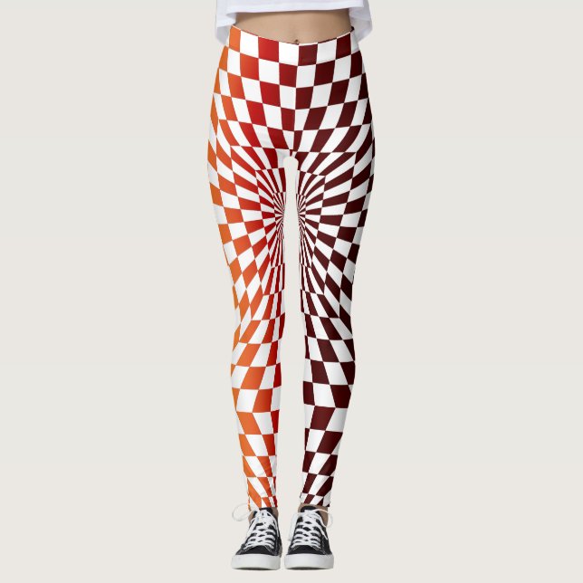 Geometrisk artikel i Chessboard optisk Illusion St Leggings (Framsida)