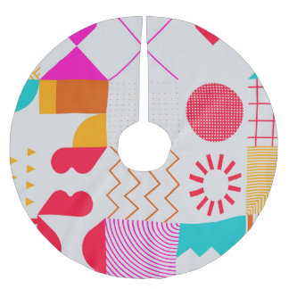 Geometrisk bakgrund för 80s-90s Trendig Julgransmatta Borstad Polyester