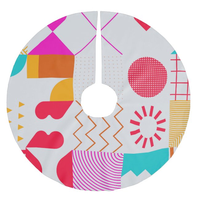 Geometrisk bakgrund för 80s-90s Trendig Julgransmatta Borstad Polyester (Framsidan)