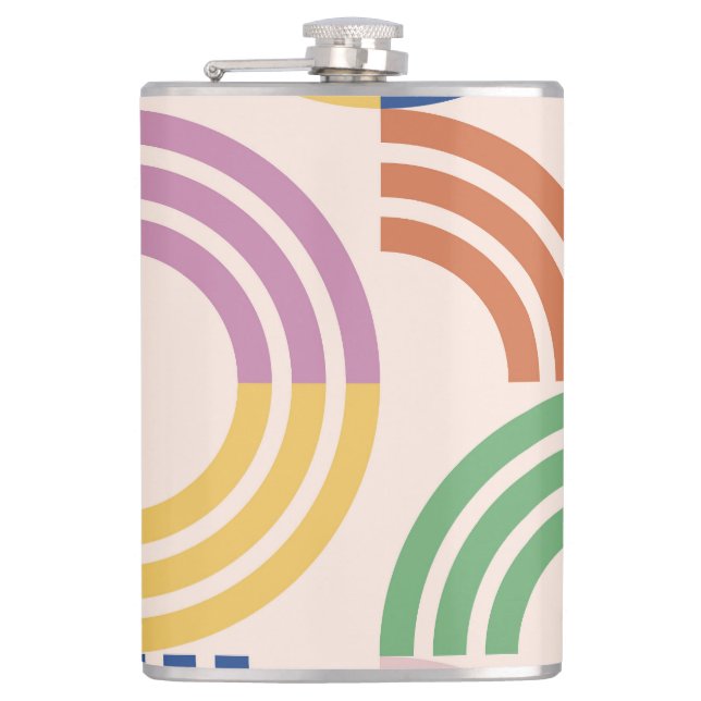 Geometrisk bakgrund för Kurvor i Retro Stripe Fickplunta (Framsidan)