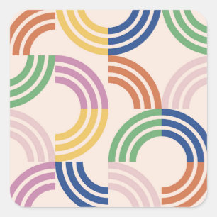 Geometrisk bakgrund för Kurvor i Retro Stripe Fyrkantigt Klistermärke