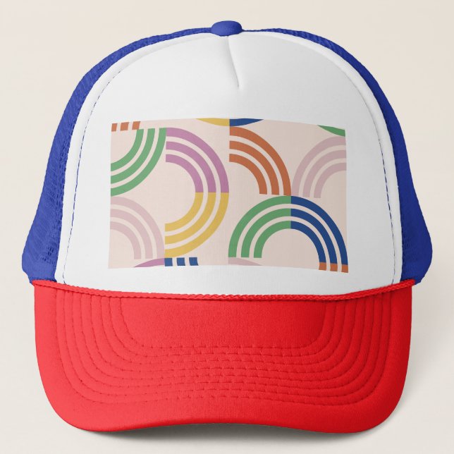 Geometrisk bakgrund för Kurvor i Retro Stripe Keps (Framsida)