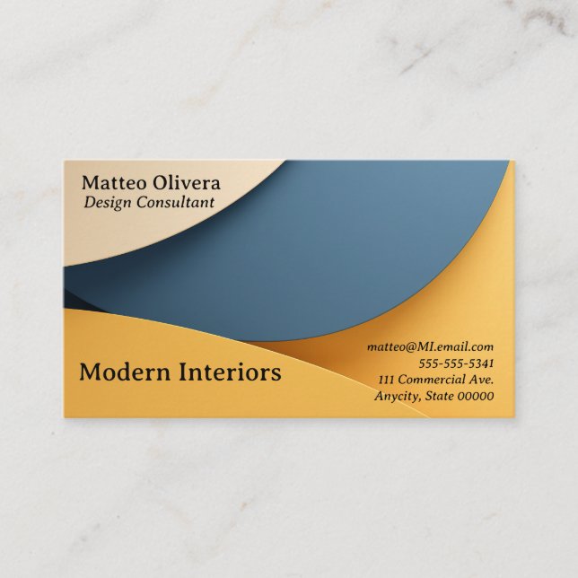 Geometrisk bakgrund i blått och gult visitkort (Framsida)
