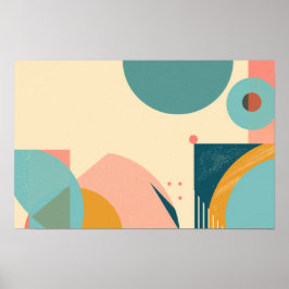 Geometrisk bakgrund i blått och rosa poster