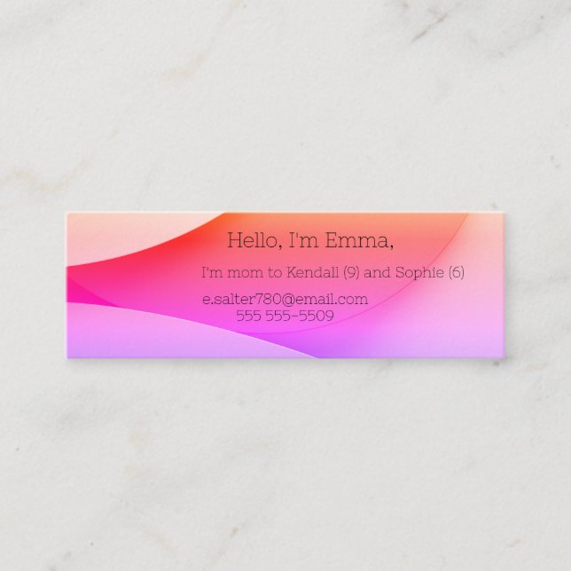 Geometrisk bakgrund i röda skuggor och rosor mini visitkort (Framsida)