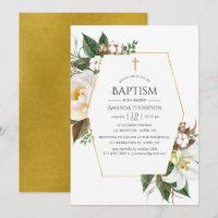 Geometrisk baptism i guld Blommigt