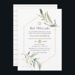 Geometrisk Bat mitzvah i Grey och Guld Glitter Inbjudningar<br><div class="desc">Bat mitzvah inbjudan till blommigt med vattenfärg i pastellskuggor med guld-geometriskt ram-anpassade till dina händelsespecifikationer.</div>